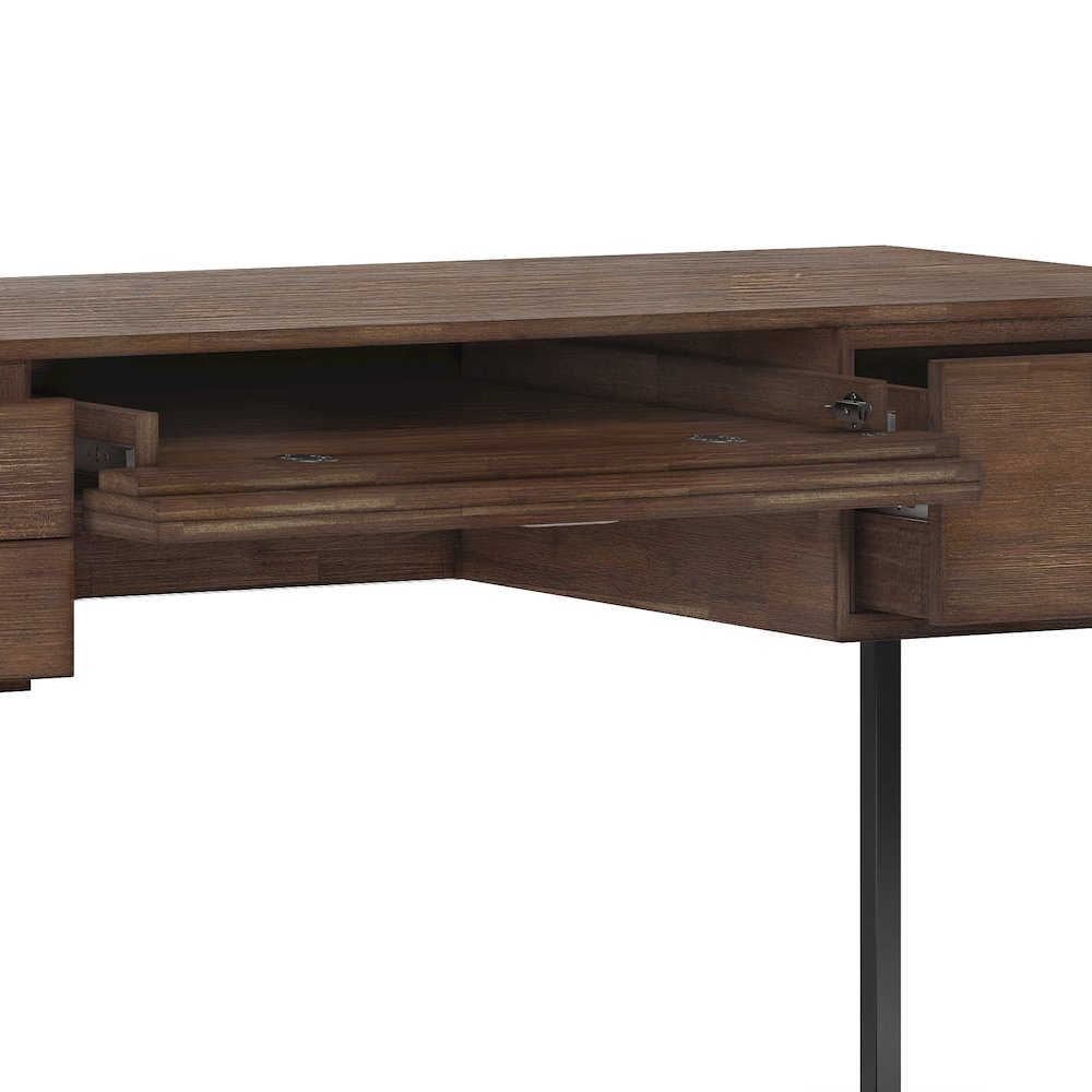 Richmond Solid Acacia Wood Desk In Rustic Natural Aged Brown