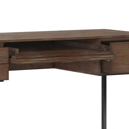 Richmond Solid Acacia Wood Desk In Rustic Natural Aged Brown