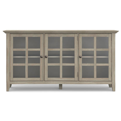 Acadian Solid Wood Wide Storage Cabinet In Distressed Grey