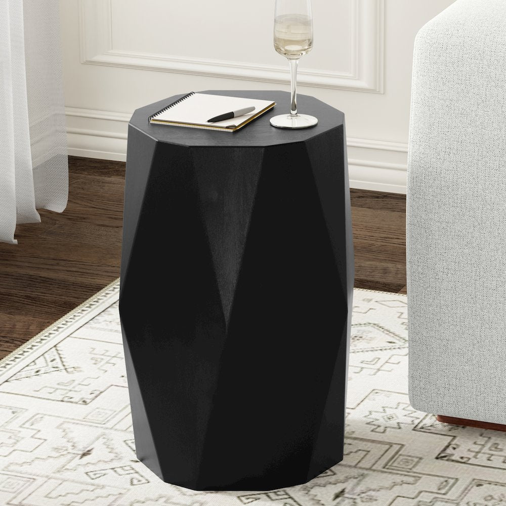 Judson 15 Inch Wide Solid Mango Contemporary End Table In Black