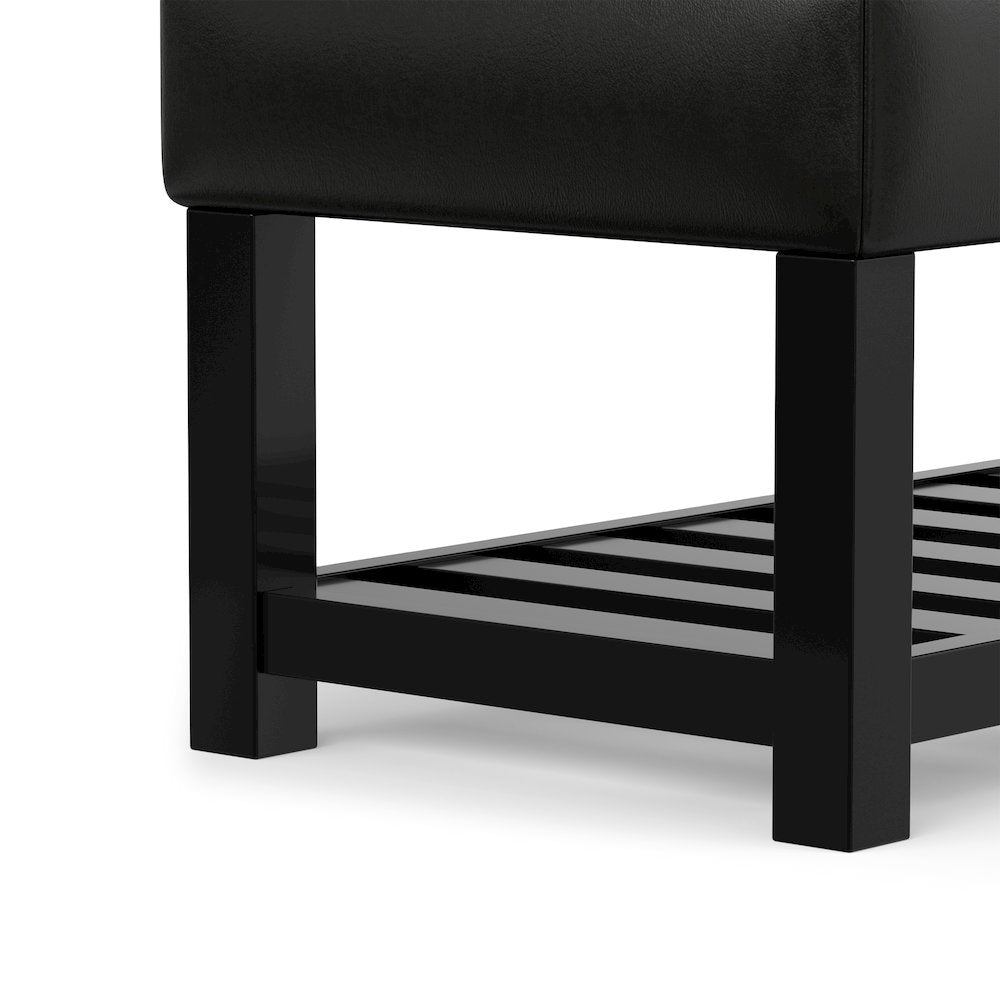 Saxon Solid Hardwood Storage Ottoman Bench In Midnight Black