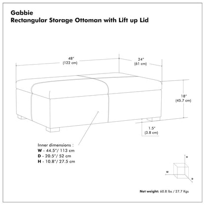 48 inch Wide Contemporary Rectangle Rectangular Storage Ottoman