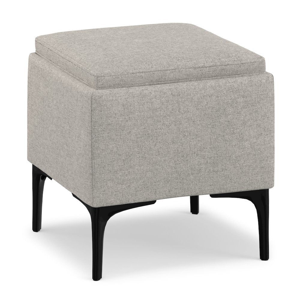 Natasha Storage Ottoman With Tray In Cloud Grey Polyester Linen