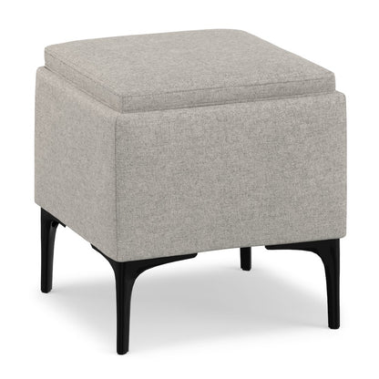 Natasha Storage Ottoman With Tray In Cloud Grey Polyester Linen