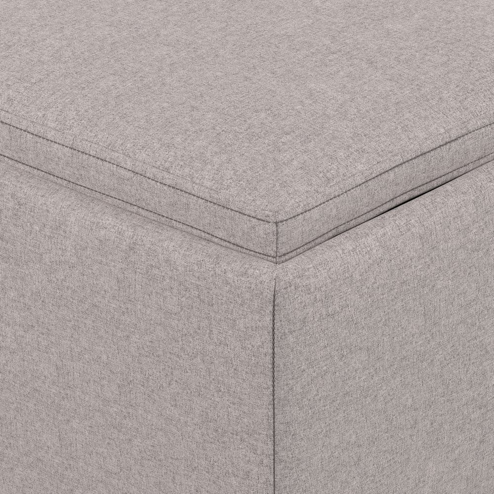 Natasha Storage Ottoman With Tray In Cloud Grey Polyester Linen