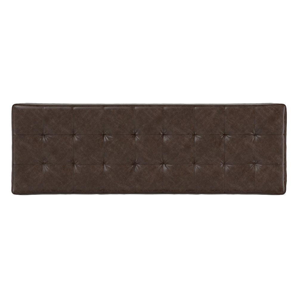 Penelope Leather Ottoman Bench In Brown Genuine Leather