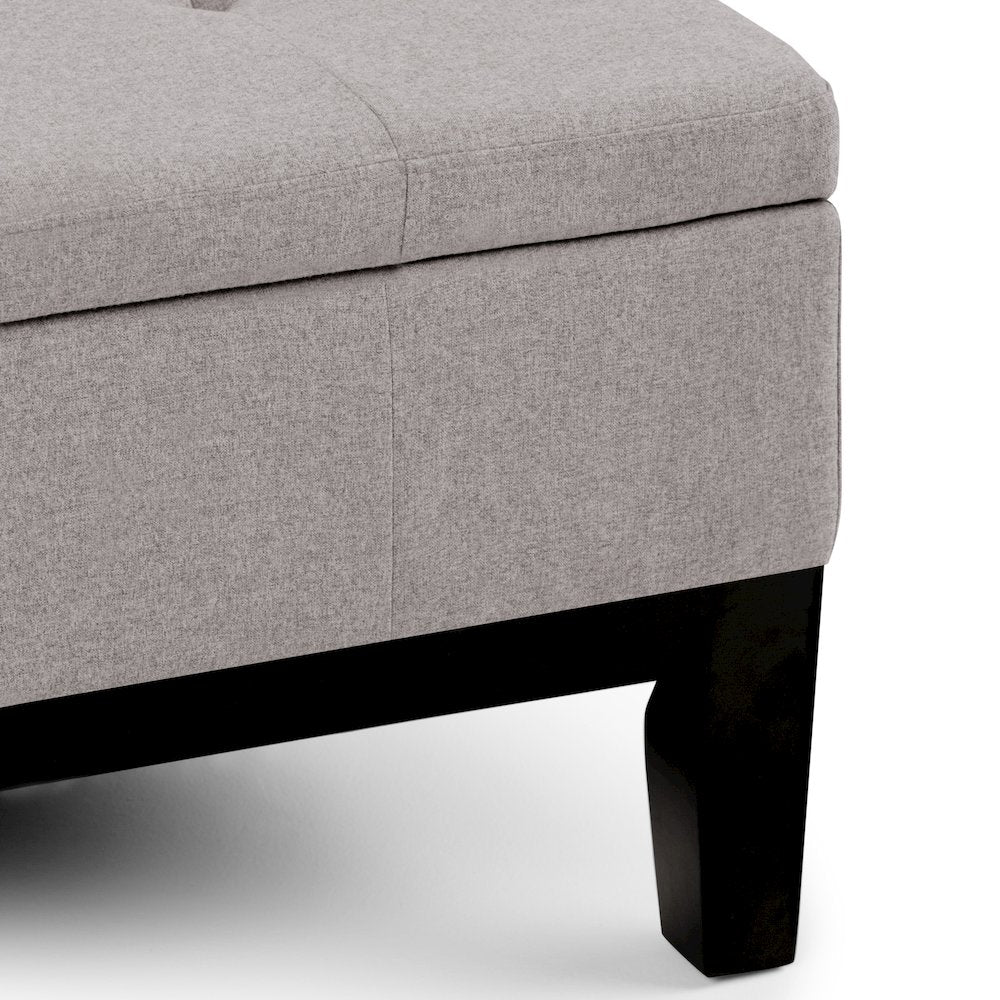 Dover Square Coffee Table Storage Ottoman In Cloud Grey Linen Look Fabric