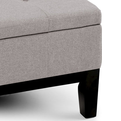 Dover Square Coffee Table Storage Ottoman In Cloud Grey Linen Look Fabric