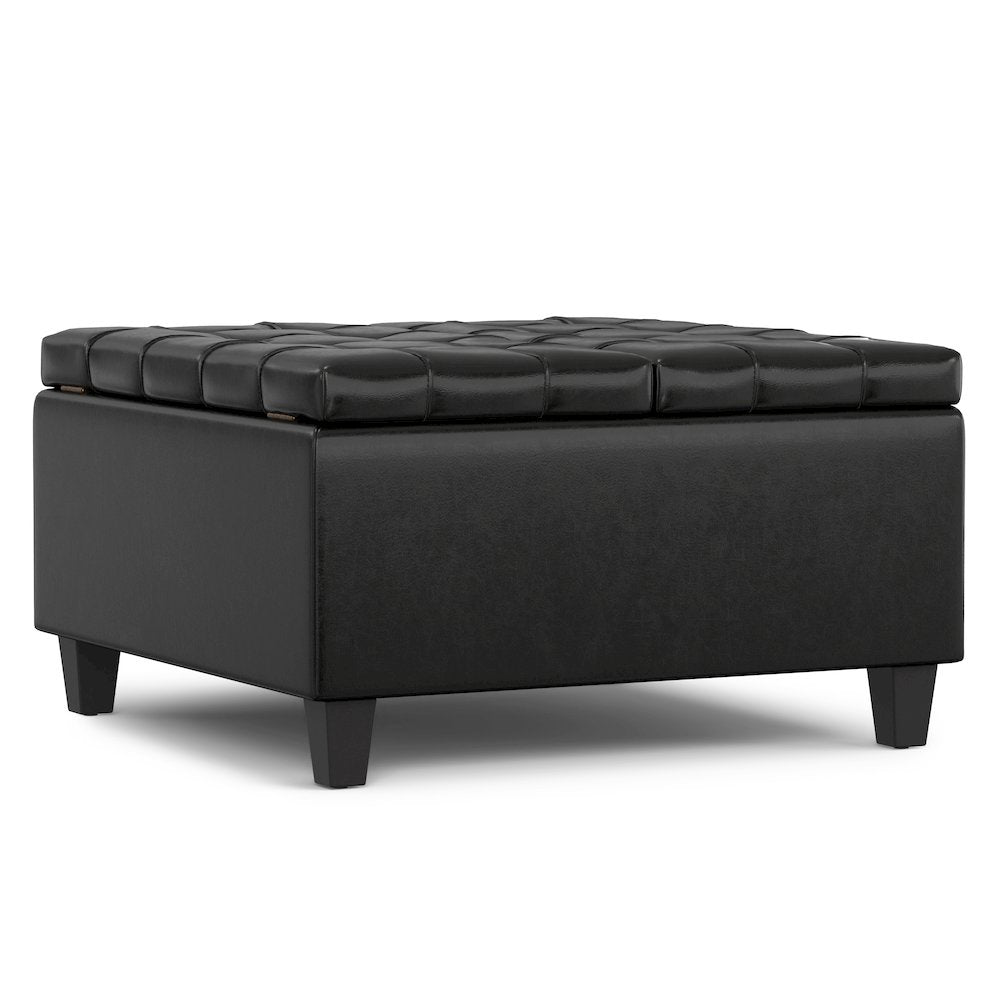 Harrison Small Square Coffee Table Storage Ottoman in Midnight Black