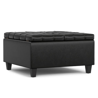 Harrison Small Square Coffee Table Storage Ottoman in Midnight Black