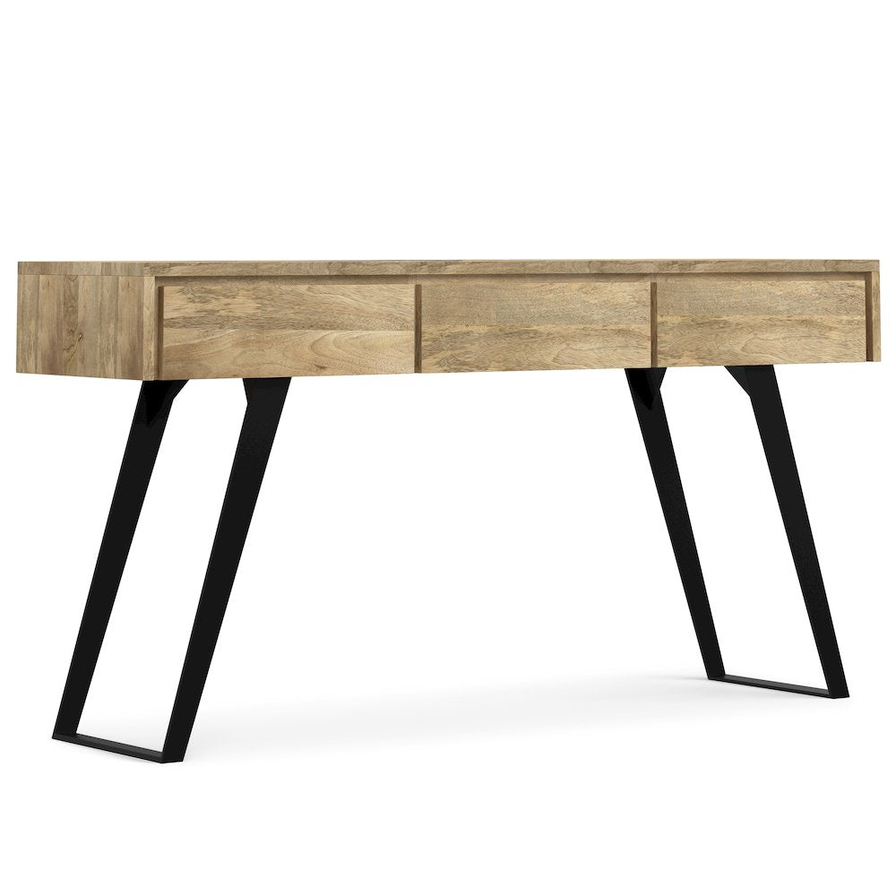 Lowry Solid Mango Wood Console Sofa Table In Natural