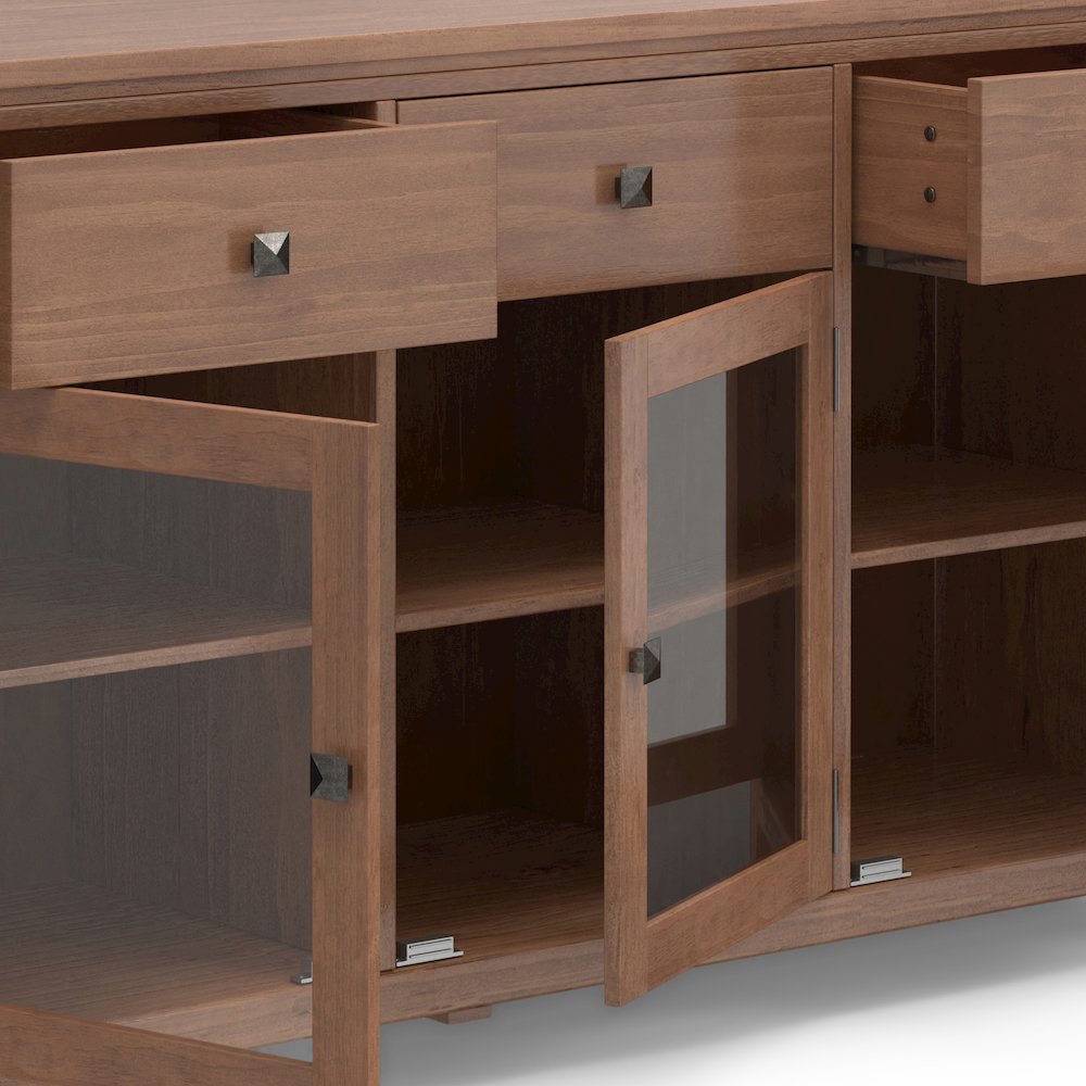 Cosmopolitan Solid Wood Sideboard Buffet In Medium Saddle Brown