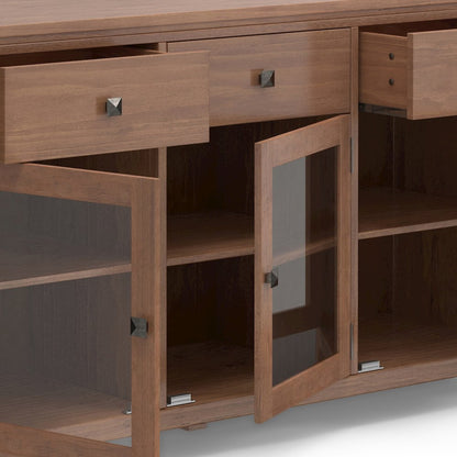 Cosmopolitan Solid Wood Sideboard Buffet In Medium Saddle Brown