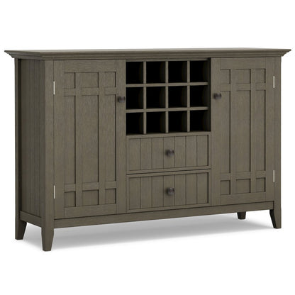 Bedford Solid Wood Sideboard Buffet And Wine Rack In Farmhouse Grey