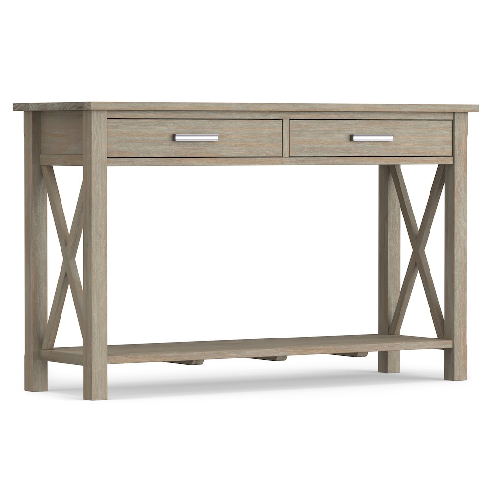 Kitchener Solid Wood Console Sofa Table In Distressed Grey