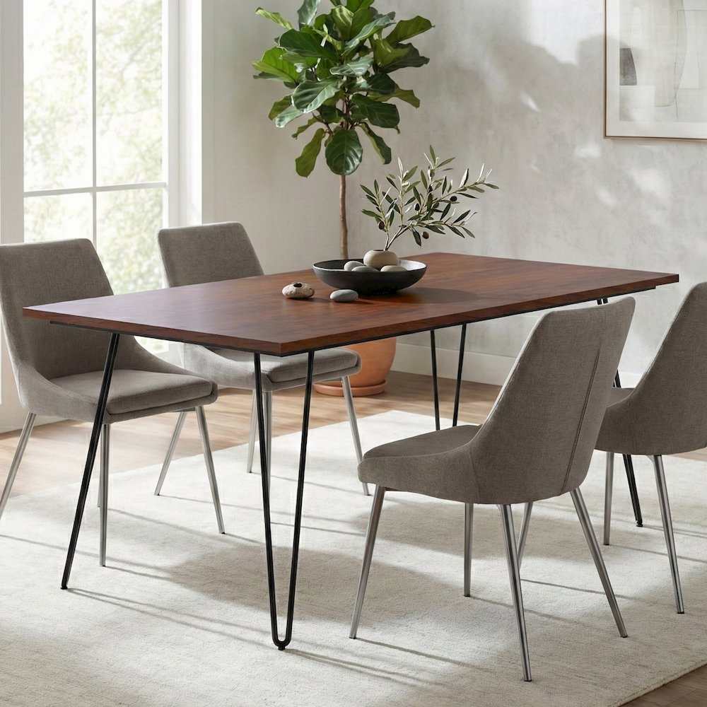 Hunter Solid Mango Wood Dining Table In Umber Brown