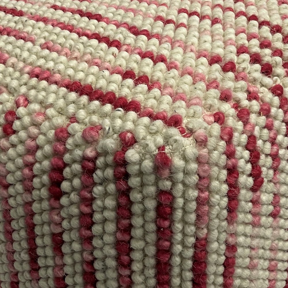 Zoey Woven Cube Pouf In Maroon Cotton And Wool