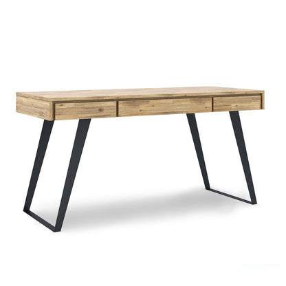 Lowry Solid Acacia Wood Desk In Distressed Golden Wheat
