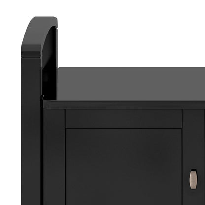 Warm Shaker 44 inch Wide Solid Wood Transitional Entryway Storage Bench in Black