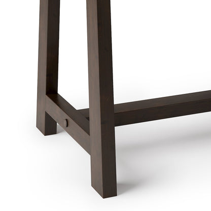 Sawhorse Solid Wood Bedside Table In Dark Chestnut Brown