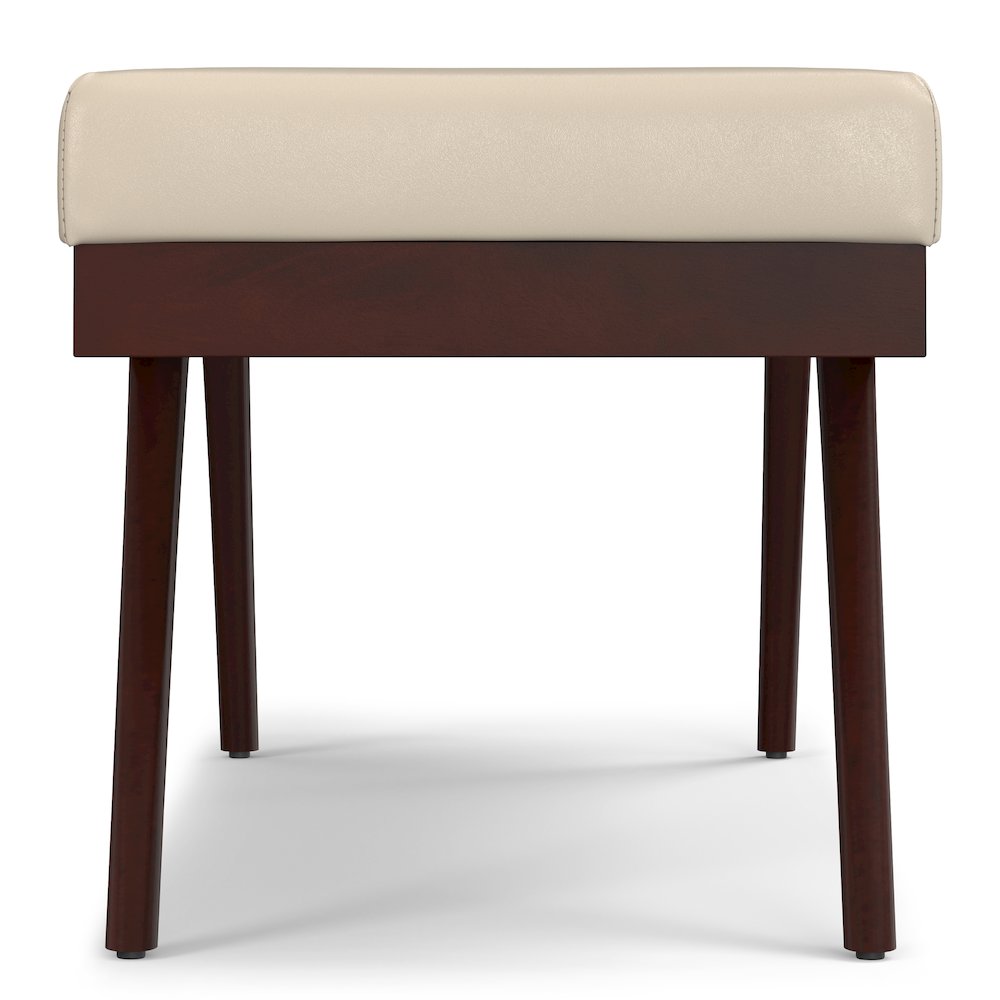 Chanelle SOLID HARDWOOD Mid Century Ottoman Bench in Satin Cream