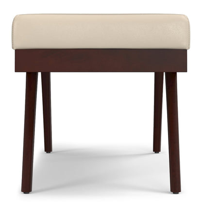 Chanelle SOLID HARDWOOD Mid Century Ottoman Bench in Satin Cream