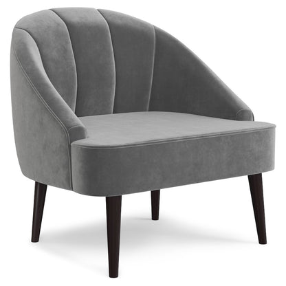 Harrah Accent Chair In Smoky Grey Velvet Fabric