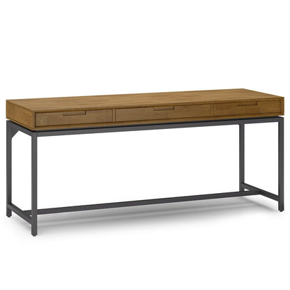 Banting Solid Hardwood Mid Century Wide Desk In Medium Saddle Brown
