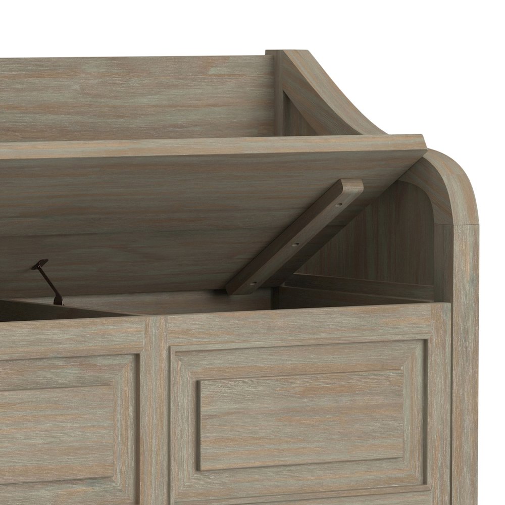 Connaught Solid Wood Entryway Storage Bench In Distressed Grey