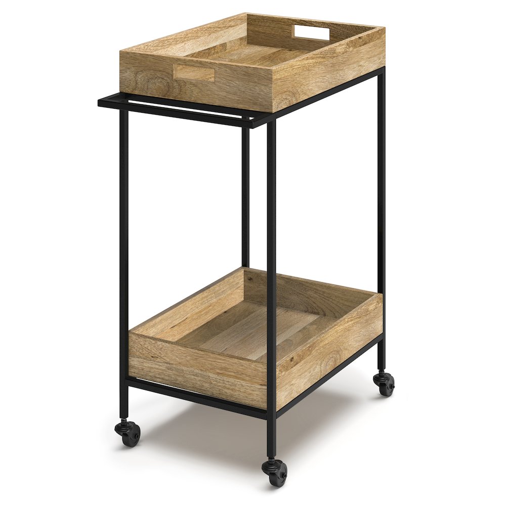 Simons Solid Mango Wood 24 Inch Bar Cart In Natural