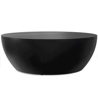 34 inch Wide Solid Mango Modern Industrial Drum Coffee Table in Black