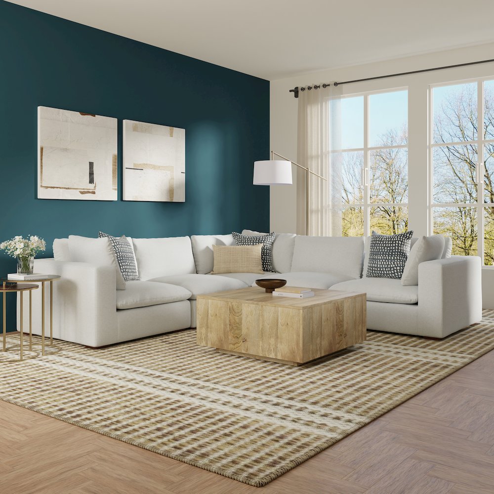 Jasmine Corner Sectional Modular Sofa In Velvety Chenille Performance Fabric