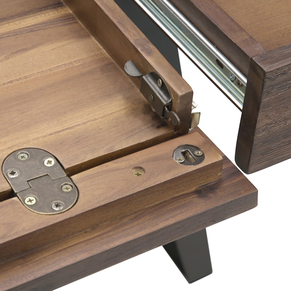 Lowry Solid Acacia Wood Desk In Rustic Natural Aged Brown
