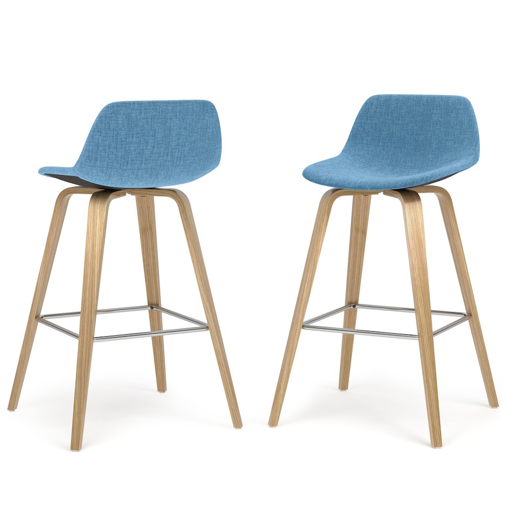 Randolph Bentwood Counter Height Stool (Set Of 2) In Medium Blue Polyester Linen
