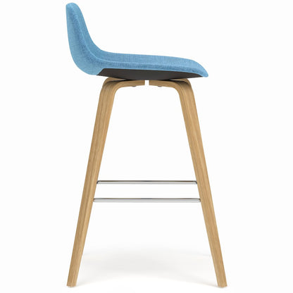 Randolph Bentwood Counter Height Stool (Set Of 2) In Medium Blue Polyester Linen