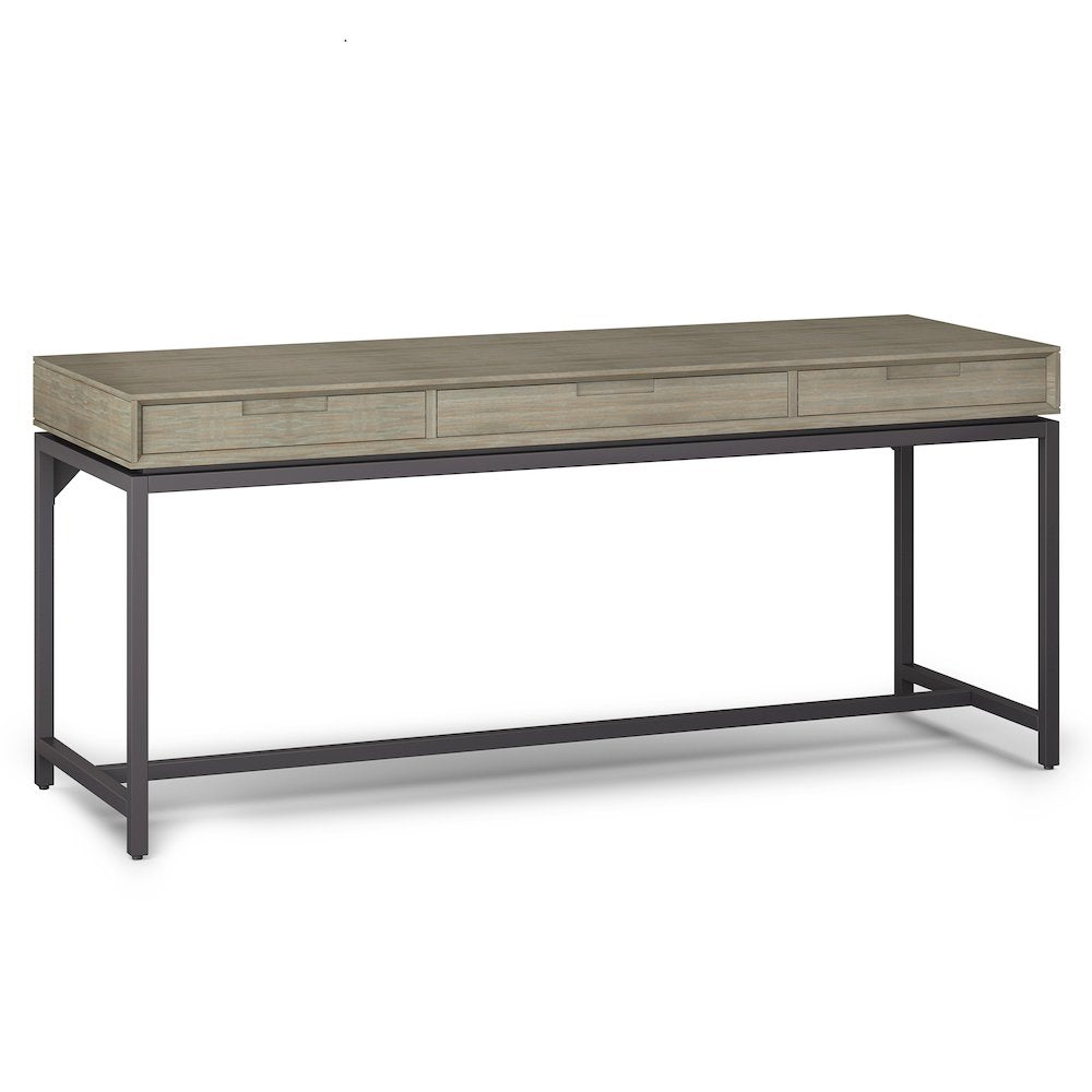Banting Solid Hardwood Mid Century Wide Desk In Distressed Grey