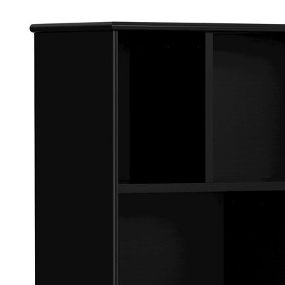 Draper Solid Hardwood Mid Century Wide Bookcase And Storage Unit In Black