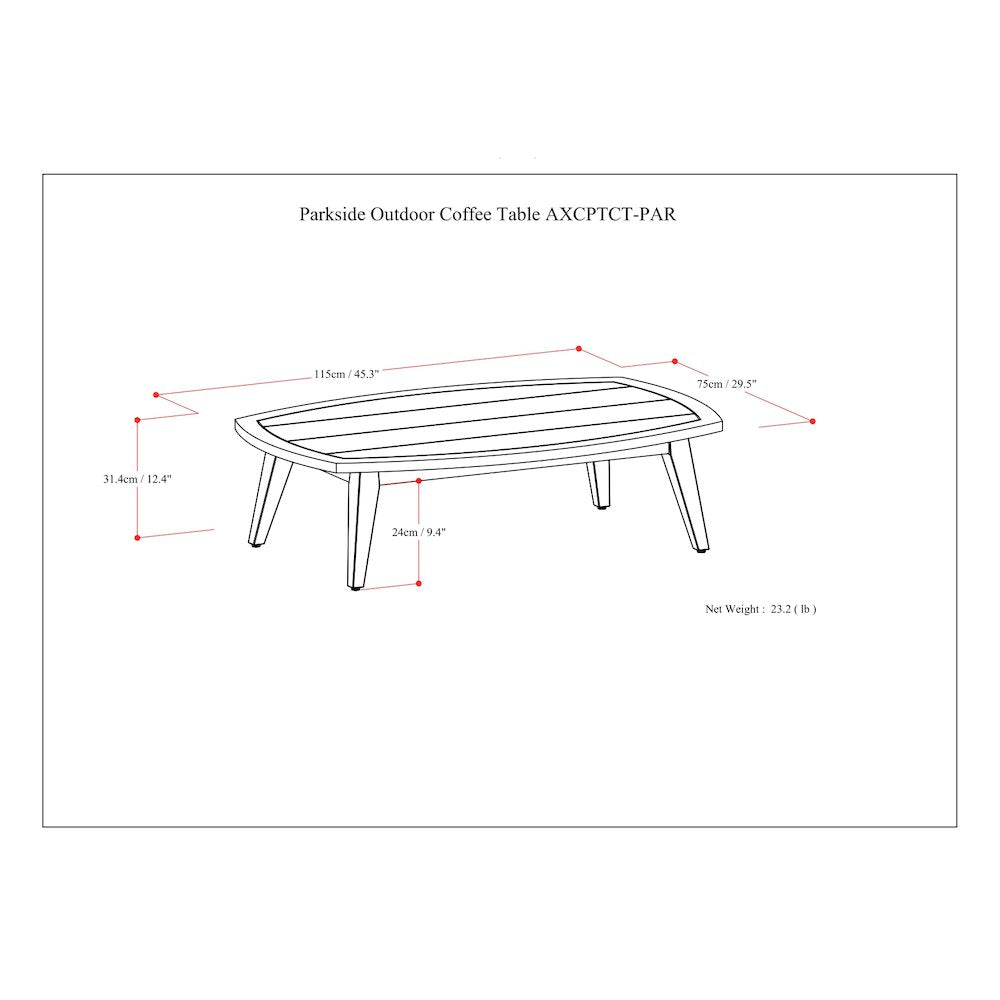 Parkside Solid Acacia Wood Outdoor Coffee Table In Light Teak