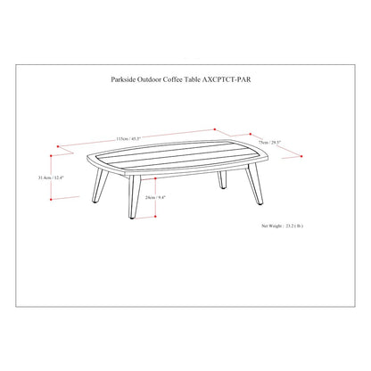 Parkside Solid Acacia Wood Outdoor Coffee Table In Light Teak