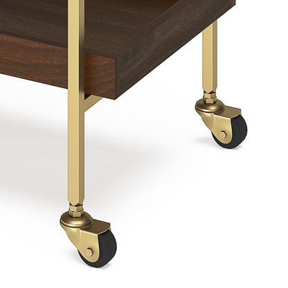 Jace Solid Mango Wood 26 Inch Bar Cart In Cognac