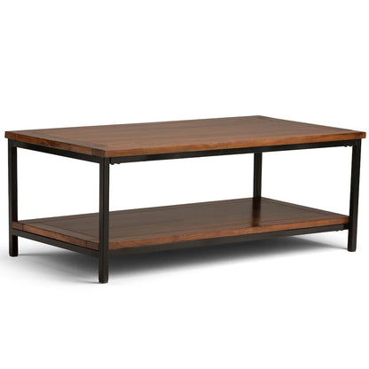 Skyler Solid Mango Wood Coffee Table In Dark Cognac Brown