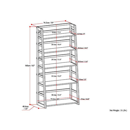 Acadian Solid Wood Ladder Shelf Bookcase In Black