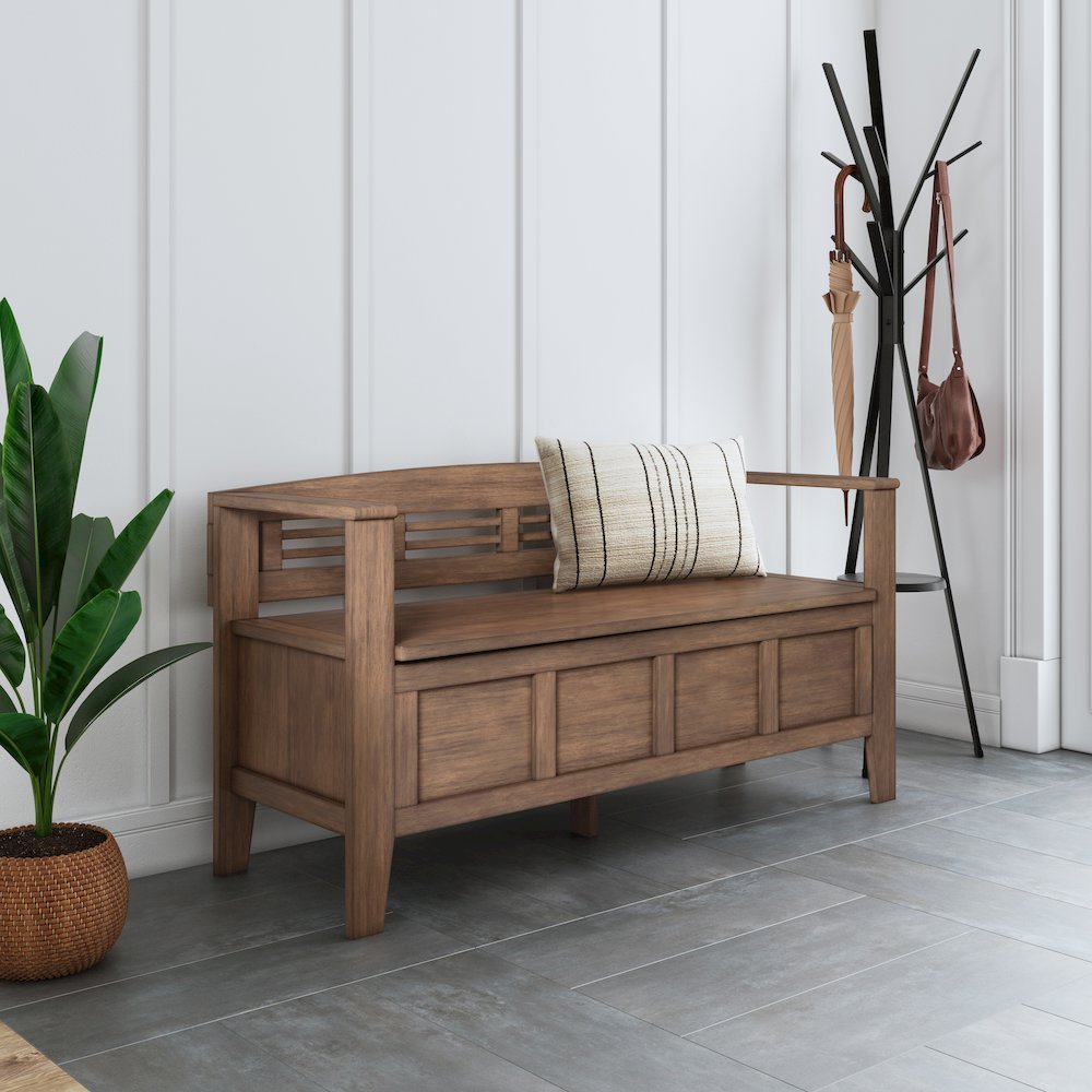Adams 48 inch Wide Solid Wood Contemporary Entryway Storage Bench