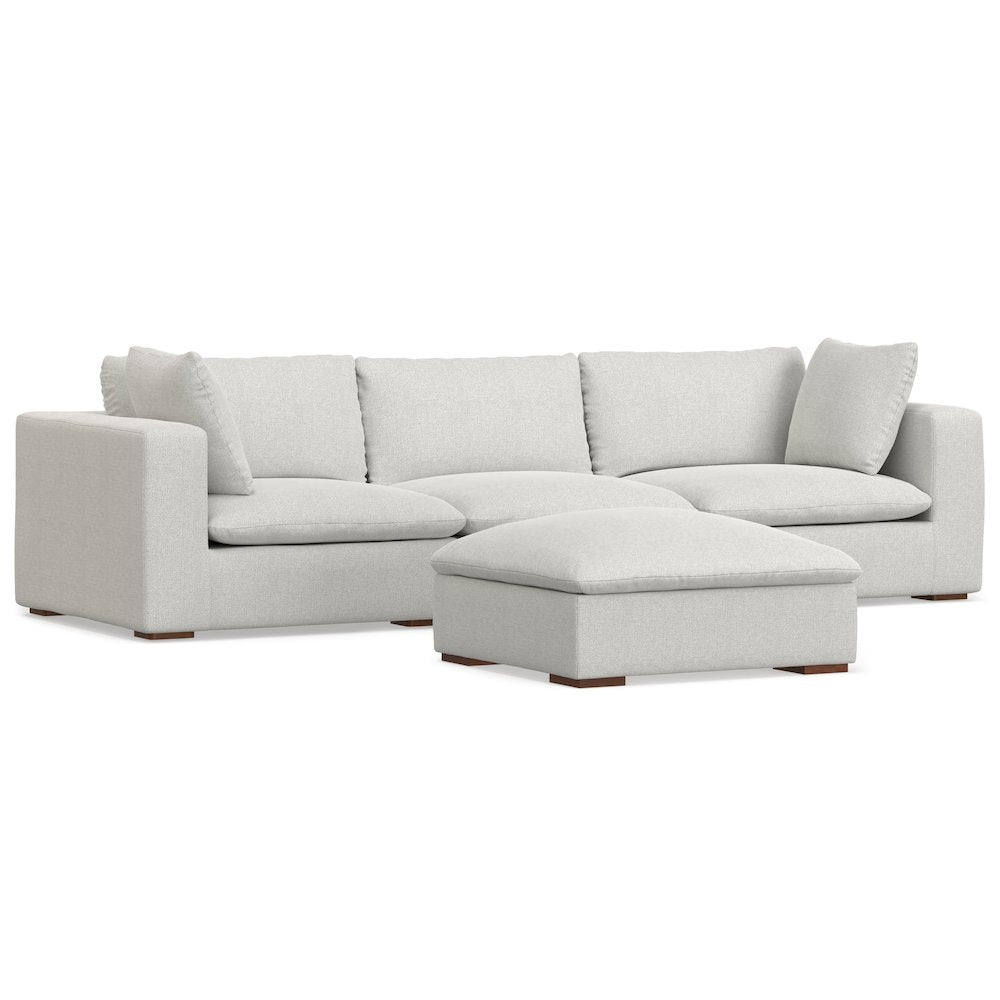 3-Seater Modular Sofa And Ottoman Set In Velvety Chenille Performance Fabric