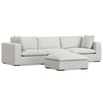 3-Seater Modular Sofa And Ottoman Set In Velvety Chenille Performance Fabric