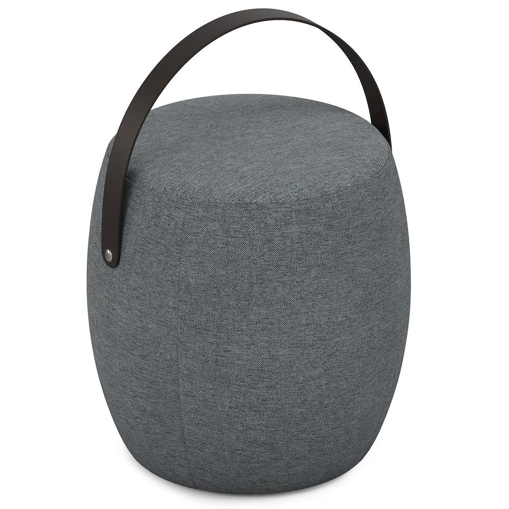 Ramsay Footstool In Grey  Linen Look Fabric
