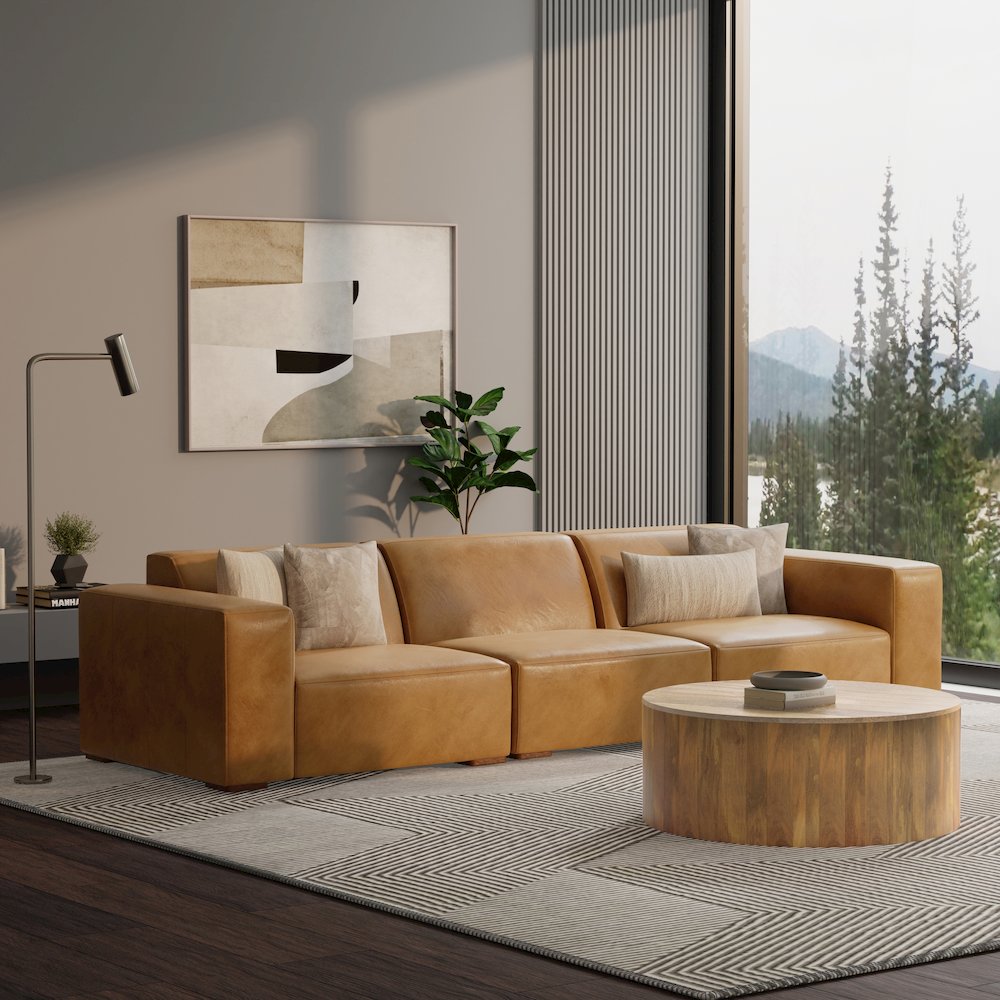 Rex 3-Seater Modular Sofa In Genuine Leather
