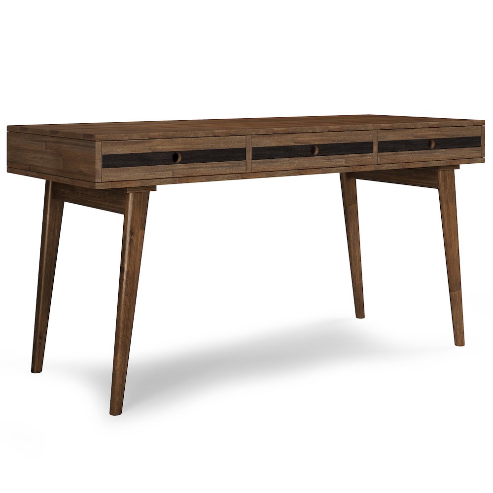 Clarkson Solid Acacia Wood Desk In Rustic Natural Aged Brown