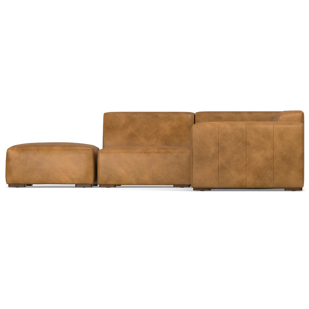 Rex Left Corner Sectional Modular Sofa With Ottoman In Genuine Leather