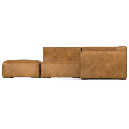 Rex Left Corner Sectional Modular Sofa With Ottoman In Genuine Leather